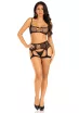 Erotikus fehérnemű szett Leg Avenue Top and garter harness O/S