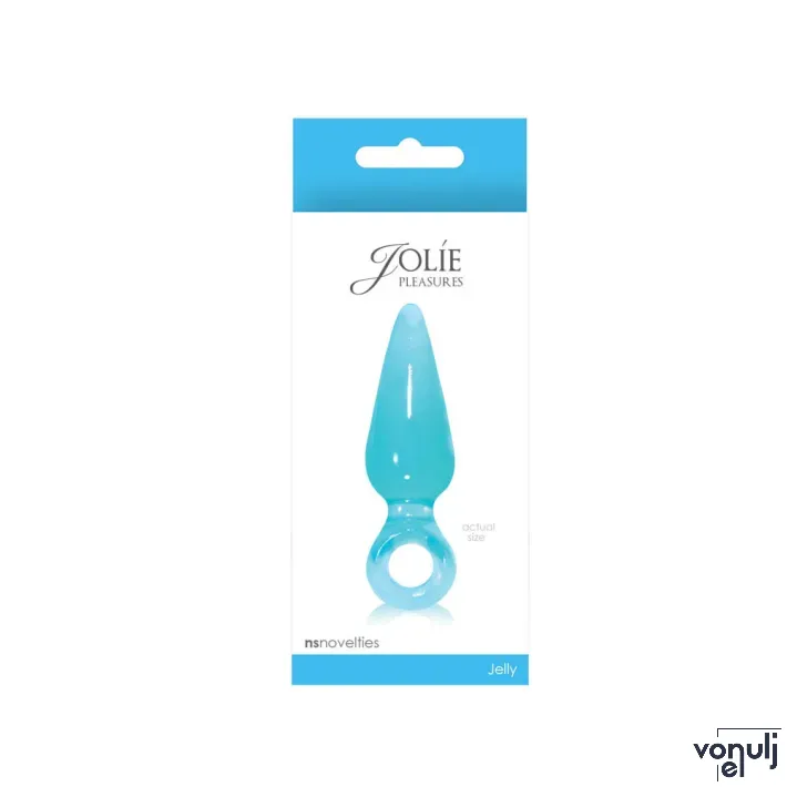 NS NOVELTIES fenékdugó Jolie Pleasures Mini Aqua - kék színben, fogógyűrűs, vízálló, TPE, 9 cm