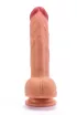 LOVETOY hajlított dildó 8" Dual Layered Silicone Nature Cock Flesh - realisztikus, testszínű, kétrétegű, herékkel, letapasztható, vízálló, ( 20 cm )