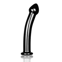 LOVETOY nonfiguratív dildó Glass Romance Black 2 - üveg, fekete színben, hajlított, vízálló, 16 cm
