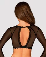 OBSESSIVE szexi top Mibelia top - fekete színben, nyitott mellrésszel, XS/S méretben