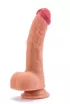 LOVETOY hajlított dildó 8" Dual Layered Silicone Nature Cock Flesh - realisztikus, testszínű, kétrétegű, herékkel, letapasztható, vízálló, ( 20 cm )