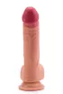 LOVETOY hajlított dildó 8" Dual Layered Silicone Nature Cock Flesh - realisztikus, testszínű, kétrétegű, herékkel, letapasztható, vízálló, ( 20 cm )