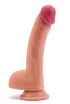 LOVETOY hajlított dildó 8" Dual Layered Silicone Nature Cock Flesh - realisztikus, testszínű, kétrétegű, herékkel, letapasztható, vízálló, ( 20 cm )