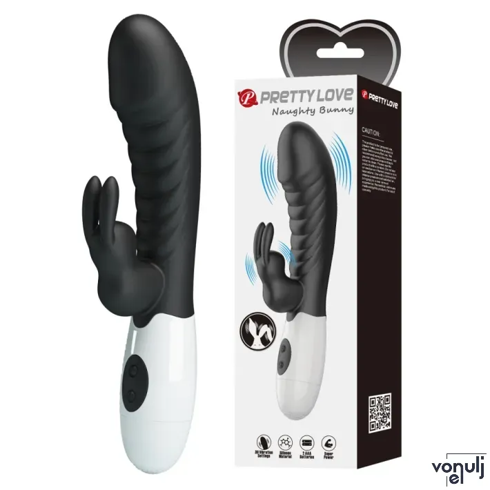 Csiklóizgatós g pont vibrátor Pretty Love Naugthy Bunny Black - elemes,vízálló