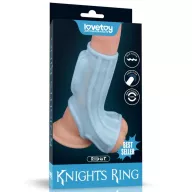 LOVETOY péniszmandzsetta Vibrating Ridge Knights Ring with Scrotum Sleeve - kék színben, vibrációs funkcióval, herére húzható, vízálló, elemes