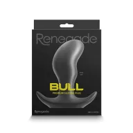 RENEGADE fenékdugó Bull Medium Black - fekete színben, összenyomható, M méretben, vízálló, szilikon (12,6 cm)