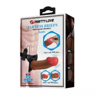 Strapon vibrátor hámmal Pretty love Stark Harness Briefs Brown - 17,5 cm dildóval