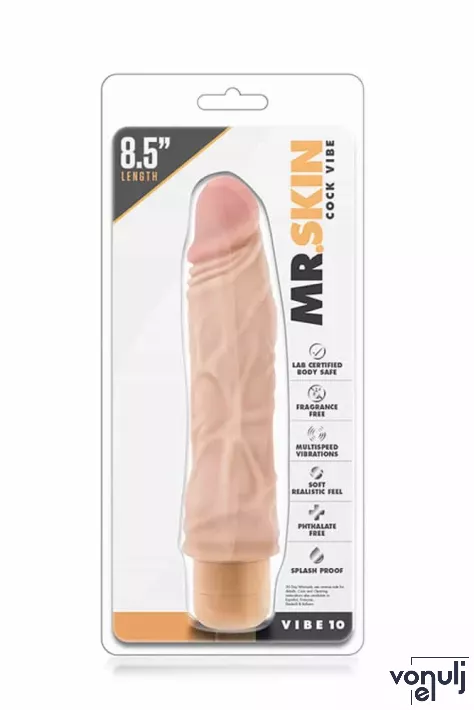 BLUSH élethű vibrátor Mr. Skin Cock Vibe 10 - realisztikus, vízálló, elemes, PVC (21 cm)