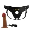 Strapon vibrátor hámmal Pretty love Stark Harness Briefs Brown - 17,5 cm dildóval