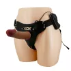 Strapon vibrátor hámmal Pretty love Stark Harness Briefs Brown - 17,5 cm dildóval