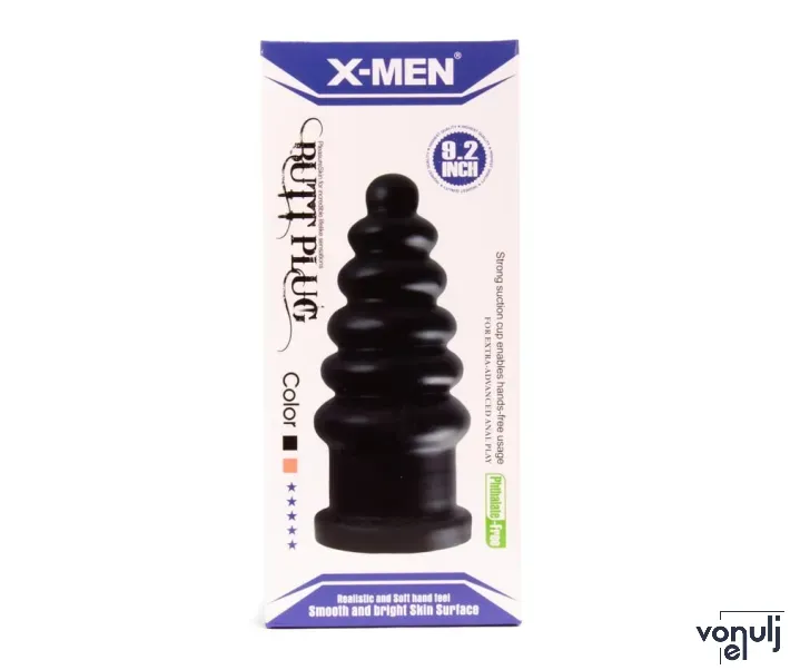 X-MEN fenékdugó 9.2 inch Butt Plug Black - fekete színben, letapasztható, PVC, 23 cm