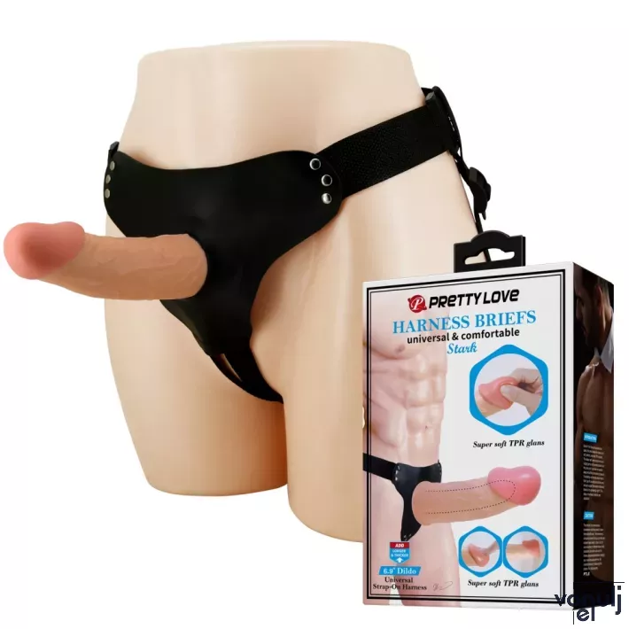 Strapon dildó hámmal Pretty love Stark Harness Briefs Flesh - 17,5 cm dildóval