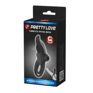 PRETTY LOVE péniszgyűrű Vibrant Penis Ring Black - fekete színben, vibrációs funkcióval, csiklóizgatóval, vízálló, elemes