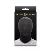 NS NOVELTIES BDSM maszk Fetish&Fashion Zippered Mouth Hood - fekete színben, légzőnyílással, szájnál cipzáros, BDSM szex kelléke