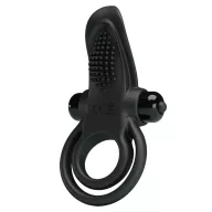 PRETTY LOVE péniszgyűrű Vibrant Penis Ring Black - fekete színben, vibrációs funkcióval, csiklóizgatóval, vízálló, elemes