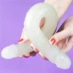LOVETOY kétvégű dildó Lumino Play Double Dildo - áttetsző, sötétben kéken világító, hajlítható, vízálló, TPE ( 37 cm )