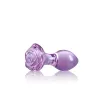 NS NOVELTIES fenékdugó Crystal Rose Purple - üveg, lila színben, rózsa alakú talppal, vízálló (8.9 cm)