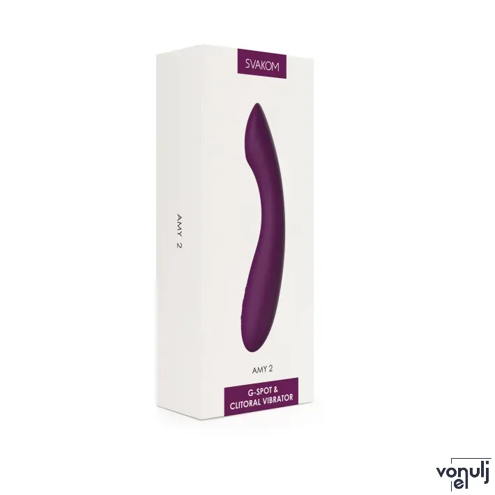 SVAKOM G-pont vibrátor Amy 2 Violet - lila színben, extra rugalmas, prémium minőségű, vízálló, akkumulátoros