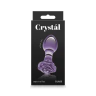 NS NOVELTIES fenékdugó Crystal Rose Purple - üveg, lila színben, rózsa alakú talppal, vízálló (8.9 cm)