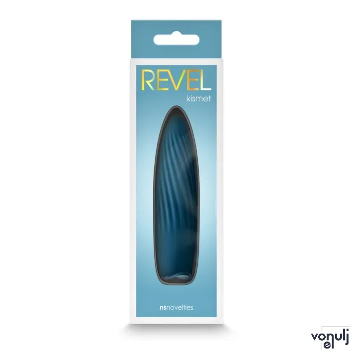 NS NOVELTIES rúdvibrátor Revel Kismet Teal - türkiz színben, vízálló, bordázott stimuláló felszínnel, akkumulátoros