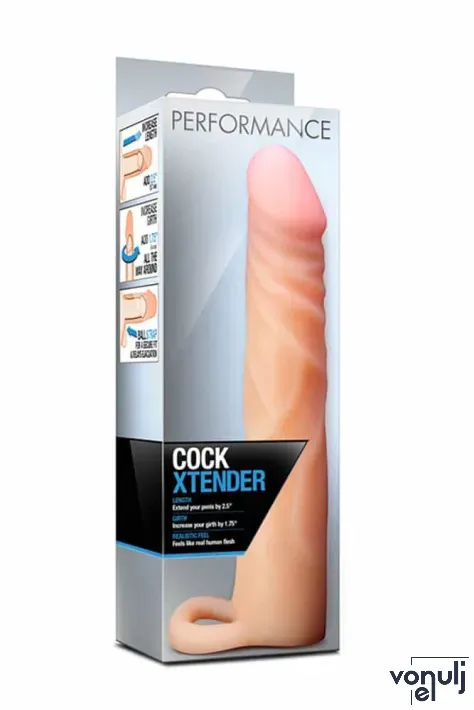 BLUSH péniszköpeny Performance Cock XTender Beige - realisztikus, testszínű, heregyűrűs, vízálló, (11,4 cm)