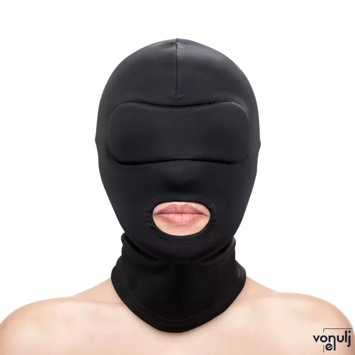 NS NOVELTIES BDSM maszk Fetish&Fashion Mouth Hood - fekete színben, szájnál nyitott szopóálarc, BDSM szex kelléke