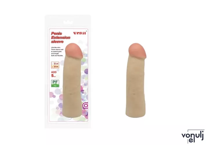 CHARMLY TOY péniszköpeny Charmly Penis Extension Sleeve 8,5" No. 1. - realisztikus, testszínű, vízálló, 22 cm