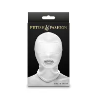 NS NOVELTIES BDSM maszk Fetish&Fashion Mouth Hood - fehér színben, szájnál nyitott szopóálarc, BDSM szex kelléke