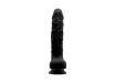 CHARMLY TOY élethű dildó Charmly Realistic Dildo Black - realisztikus, nagy méretű, fekete színben, letapasztható, herés, vízálló, TPE(20 cm)