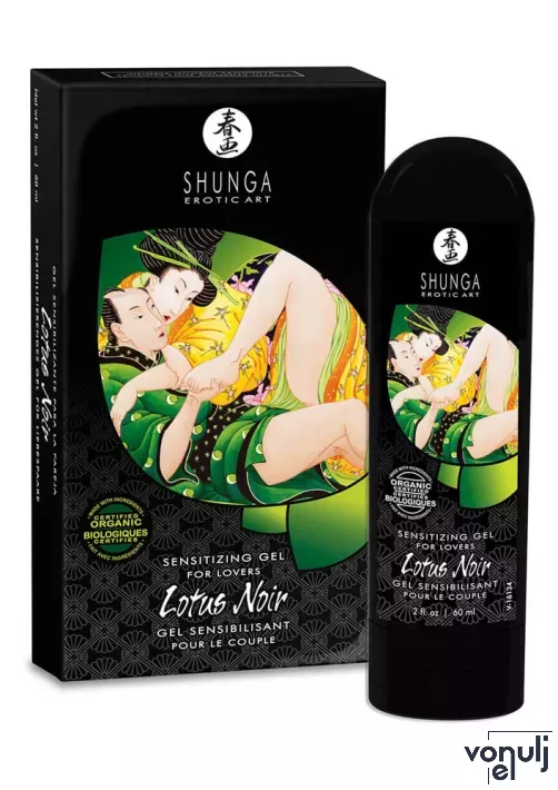 SHUNGA stimuláló gél Lotus Noir 60 ml - stimuláló hatással, hűsítő érzéssel, óvszerhez és segédeszközhöz is