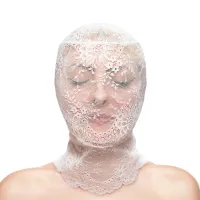 NS NOVELTIES BDSM maszk Fetish&Fashion Lace Hood - fehér színben, csipkés, teljesen zárt, BDSM szex kelléke