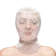 NS NOVELTIES BDSM maszk Fetish&Fashion Lace Hood - fehér színben, csipkés, teljesen zárt, BDSM szex kelléke
