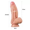 LOVETOY élethű dildó 10" NATURE COCK PLATINUM - nagy méretű, teljes méretű herékkel, kétrétegű, letapasztható, szilikon (25 cm)