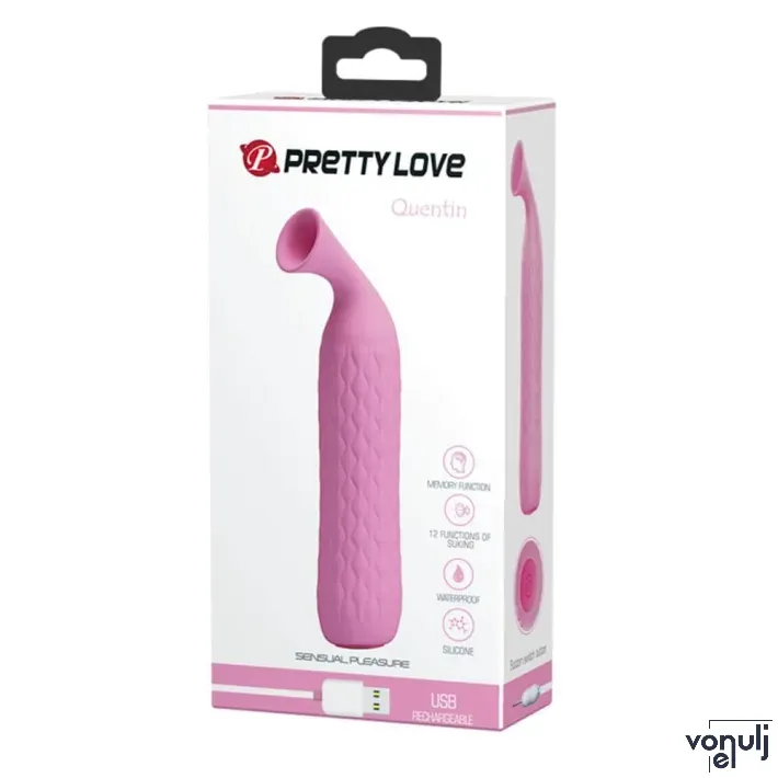 PRETTY LOVE  léghullámos csiklóizgató Quentin Pink - rózsaszín színben, vízálló, akkumulátoros