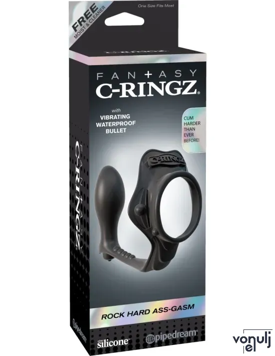 Pénisz gyűrű anál kúppal Pipedream Fantasy C-Ringz - elemes,vízálló