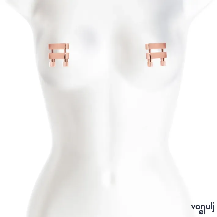 NS NOVELTIES mellbimbó csipesz Bound Nipple Clamps V1 Rose Gold - rózsaarany színben, csavarral állítható, BDSM szex kelléke