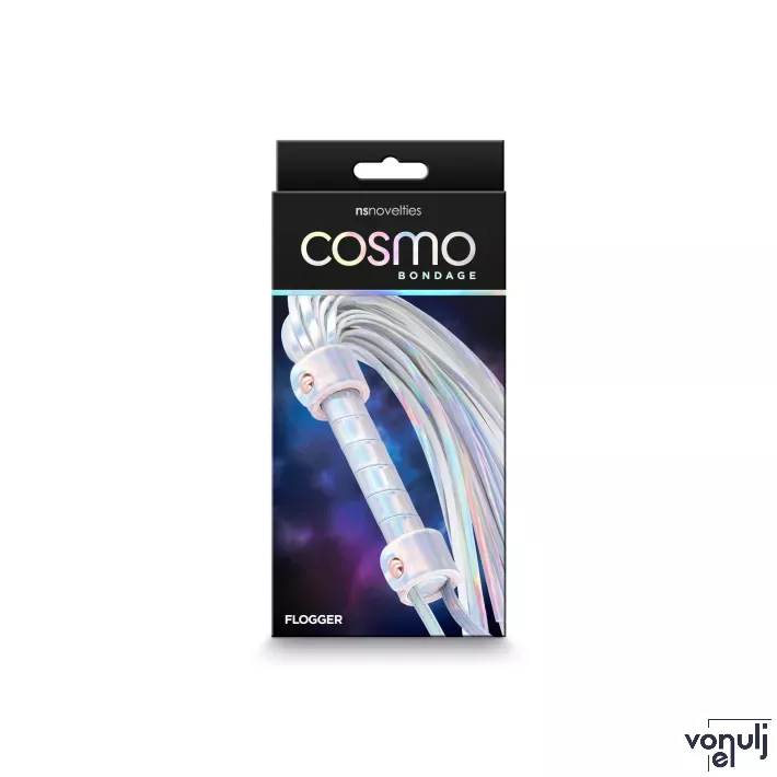 NS NOVELTIES korbács Cosmo Bondage Flogger Rainbow - hologramos szivárvány színben