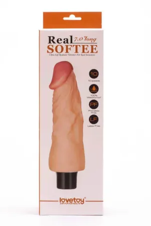 LOVETOY élethű vibrátor 7" Real Softee Vibrating Dildo 1 - realisztikus, vízálló, elemes, TPE (18 cm)