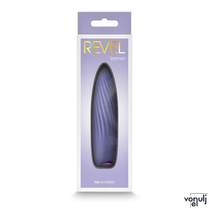 NS NOVELTIES rúdvibrátor Revel Kismet Purple - lila színben, vízálló, bordázott stimuláló felszínnel, akkumulátoros