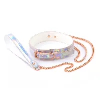 NS NOVELTIES nyakpánt és póráz Cosmo Bondage Collar and Leash Rainbow - hologramos szivárvány színben, fetish játék kelléke