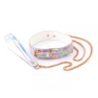 NS NOVELTIES nyakpánt és póráz Cosmo Bondage Collar and Leash Rainbow - hologramos szivárvány színben, fetish játék kelléke