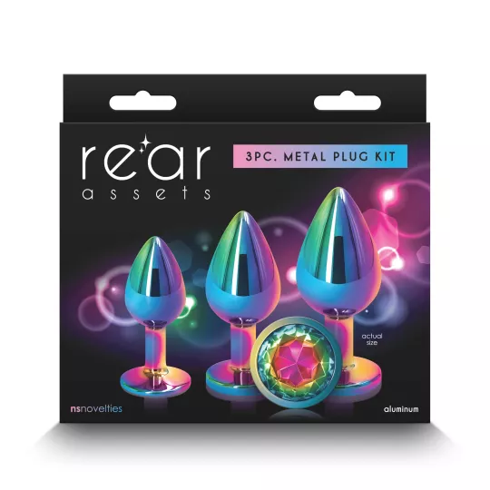 NS NOVELTIES fenékdugó szett Rear Assets Trainer Kit Multicolor Rainbow - szivárvány színben, 3 eltérő méretben, fém, vízálló