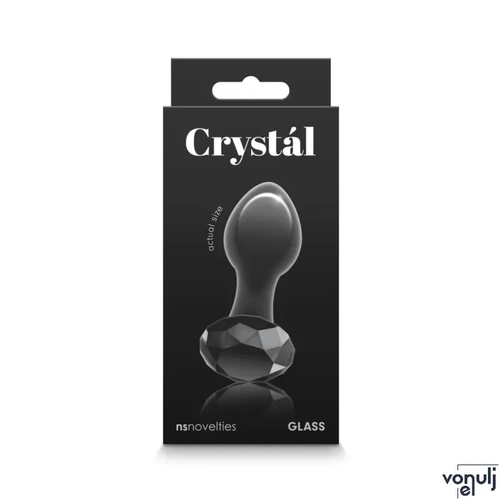 NS NOVELTIES fenékdugó Crystal Gem Black - üveg, fekete színben, drágakő alakú talppal, vízálló (8.9 cm)
