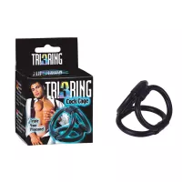 SEVEN CREATIONS pénisz és heregyűrű Tri Ring Cock Cage Black - fekete színben, vízálló, vibráció nélküli