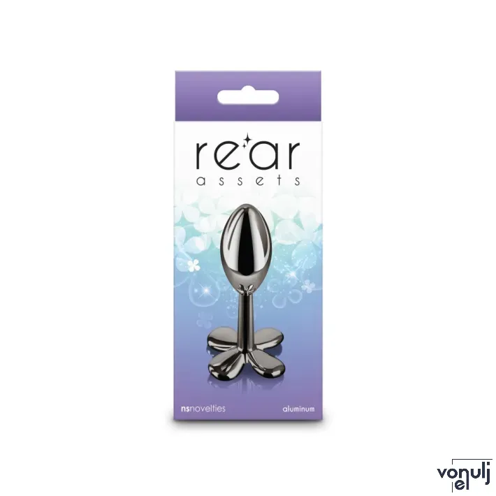NS NOVELTIES anál plug Rear Assets Clover Gunmetal - sötétszürke színben, fém, vízálló, (9,2 cm)