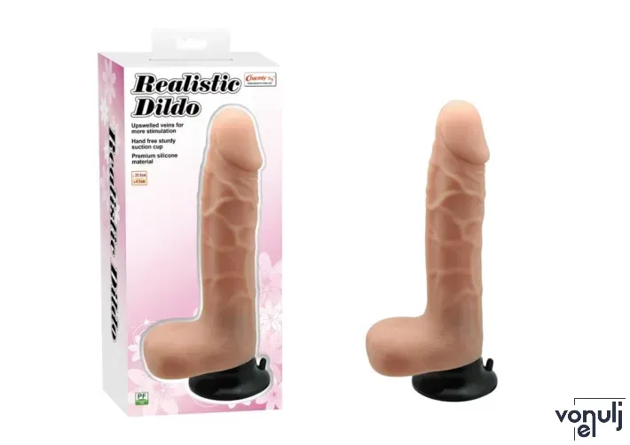 CHARMLY TOY élethű dildó Charmly Realistic Dildo Flesh - realisztikus, nagy méretű, testszínű, letapasztható, herés, vízálló, TPE(20 cm)