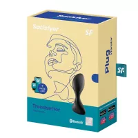 SATISFYER fenékdugó Trendsetter Black - fekete színben, vibrátoros, okos, vízálló, akkumulátoros, ingyenes applikációval