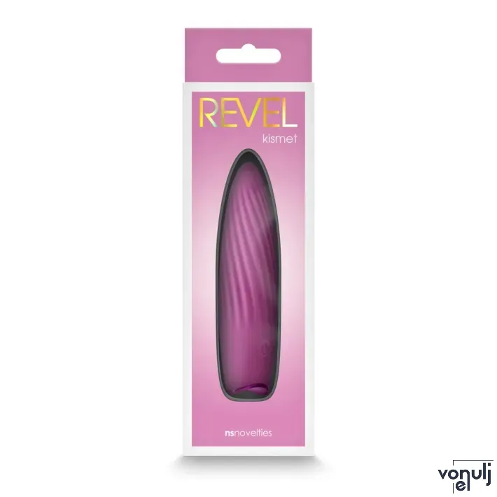 NS NOVELTIES rúdvibrátor Revel Kismet Pink - rózsaszín színben, vízálló, bordázott stimuláló felszínnel, akkumulátoros