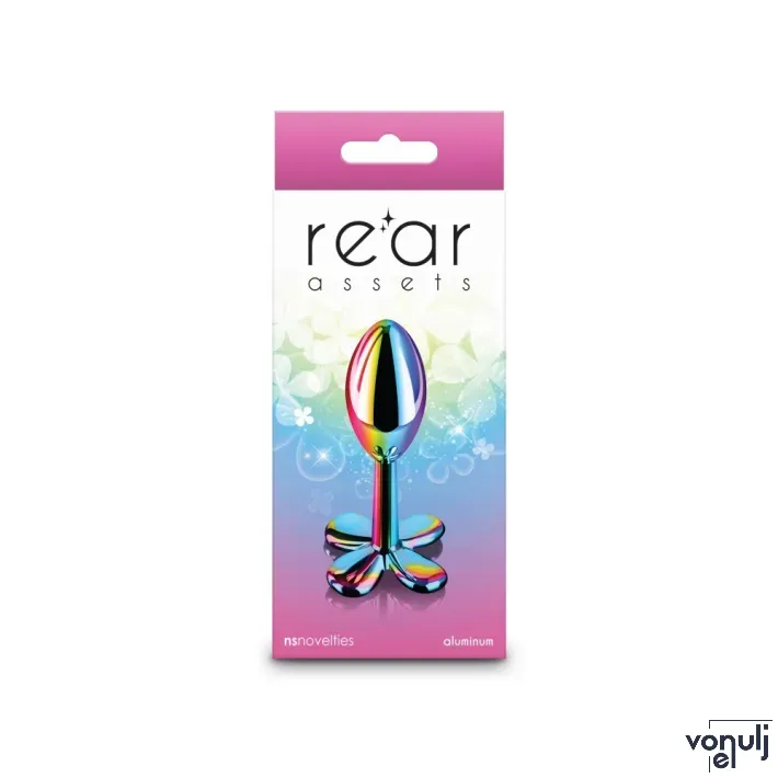 NS NOVELTIES anál plug Rear Assets Clover Multicolor - szivárvány színben, fém, vízálló, (9,2 cm)